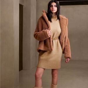 Banana Republic Wool Yak Hair Knit Sweater Dress Womens Medium Quiet Luxury